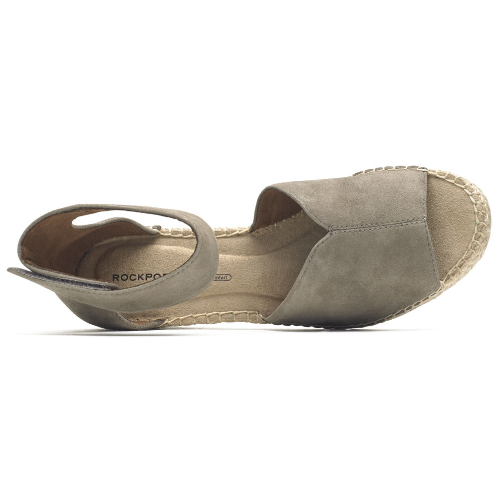 Rockport Womens Sandals Grey - Marah Peep Toe Espadrille - UK 912-FZTOLC